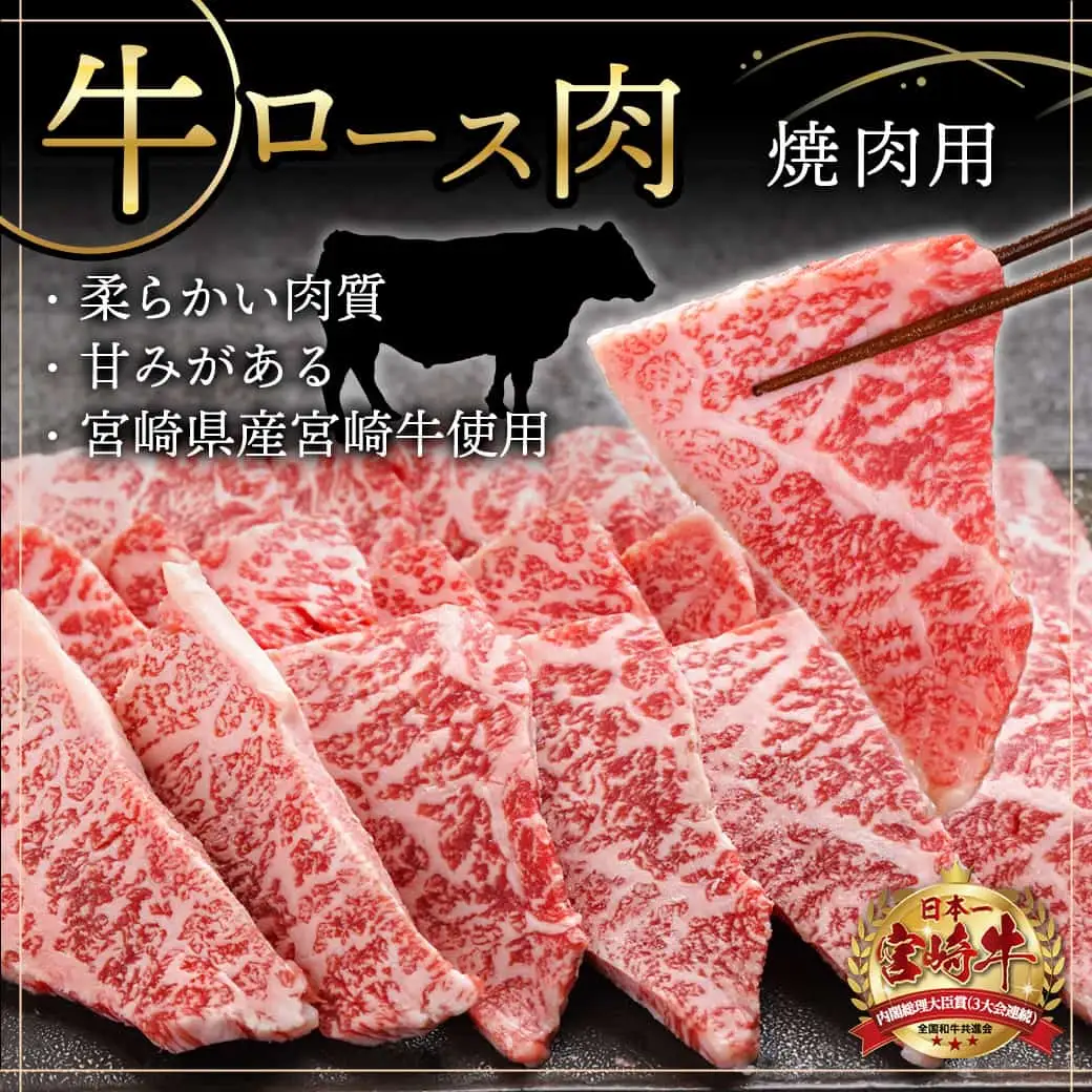 牛・豚・鶏の焼肉セット(宮崎牛ロース肉・豚バラ肉・若鶏もも肉)〔AC-I601〕_(都城市) 宮崎県産宮崎牛 ロースまたは肩ロース肉 宮崎県産豚 バラ肉 国産若鶏 もも肉 焼肉用