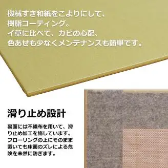 フロアー畳 和紙製畳表 グリーン 9枚 / 畳マット フローリング 畳 畳に敷くだけ 置き畳 インテリア 国産 和室 洋室 リフォーム 畳みマット フローリング畳 おしゃれ 高耐久 滑り止め【株式会社植村畳】