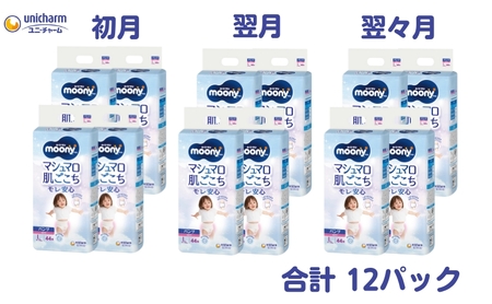 おむつ ムーニーマン マシュマロ肌ごこち パンツ女の子用 Lサイズ おむつ【44枚×4袋】【3ヶ月連続定期便】