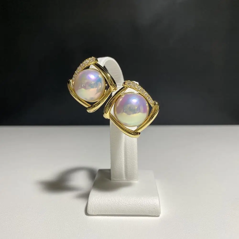【奄美パール】奄美の輝き®×桜珠　マベ真珠 13mm K18イエローゴールド巻ピアス2477＜数量限定＞
