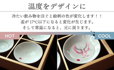 【美濃焼】 温度で変化する 酒器 『冷感 平盃 9個セット 木枠入り』 【丸モ高木陶器】 [TBA120]
