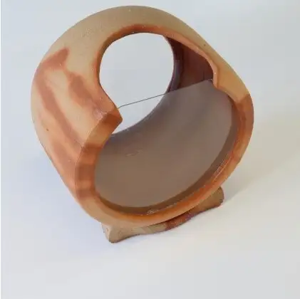 【東児の花窯】備前焼　めだか鉢　ベージュ　緋襷（ひだすき） 民芸品 工芸品 インテリア 