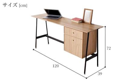 【slim desk／スリムデスク 幅120cm 引き出しタイプ ナチュラル】★奥行39cmでお部屋の余白に置きやすい現代のインテリアにフィットするサイズ感。