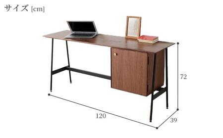 【slim desk／スリムデスク 幅120cm 右開き扉タイプ ウォールナット】★奥行39cmでお部屋の余白に置きやすい現代のインテリアにフィットするサイズ感。