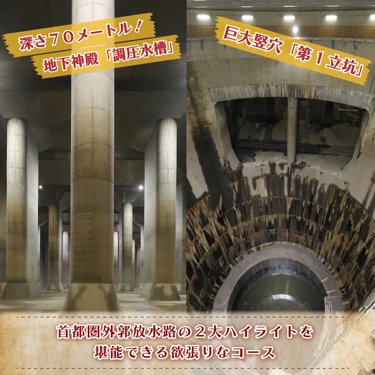 迫力満点！首都圏外郭放水路立坑体験コース1名様チケット（引換券）【埼玉県 春日部市 観光 アクティビティ 冒険 非日常 おでかけ 週末 一人 旅行 大人 レジャー】(BM002-1)