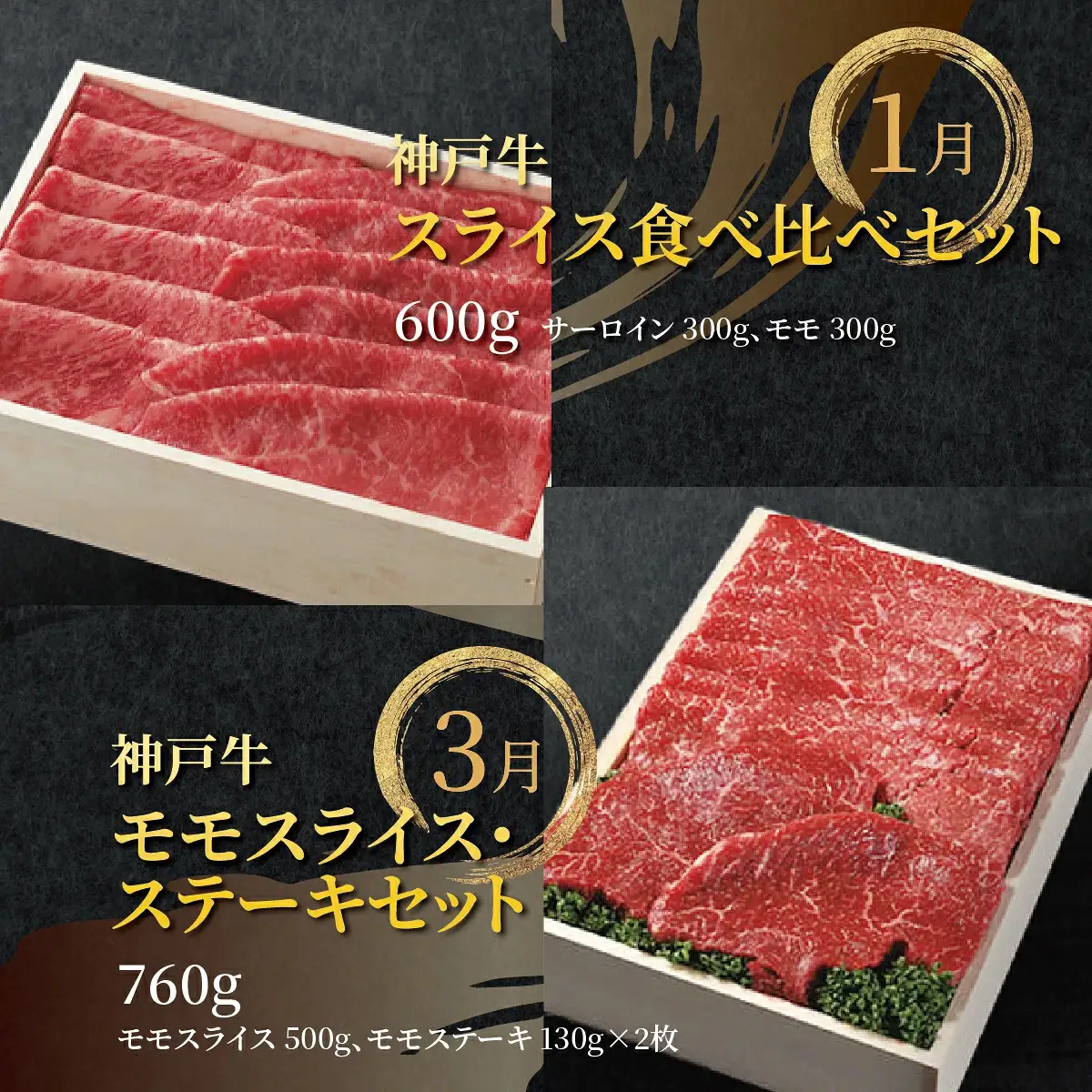 定期便 神戸牛 食べ比べAコース（6回お届け）
