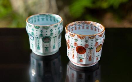 【柳桜園×京焼】最高級茶各種詰合せ×京焼茶器セット（叶松谷作 赤絵金襴手瓔珞湯碗＆洋彩銀欄手瓔珞湯碗）