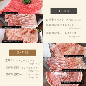 5回 定期便 宮崎牛 宮崎県産 豚 春夏秋冬 5ヶ月 コース 合計13.6kg