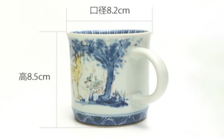 染錦鹿文マグカップ1点 NAT006  やきもの 食器