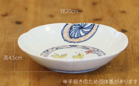 染錦花兎文多用鉢 NAT010  やきもの 食器
