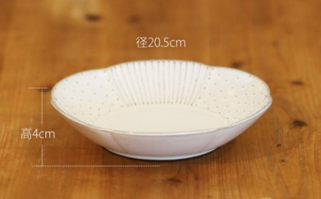 輪花皿ホワイト大1点 NAT016  やきもの 食器