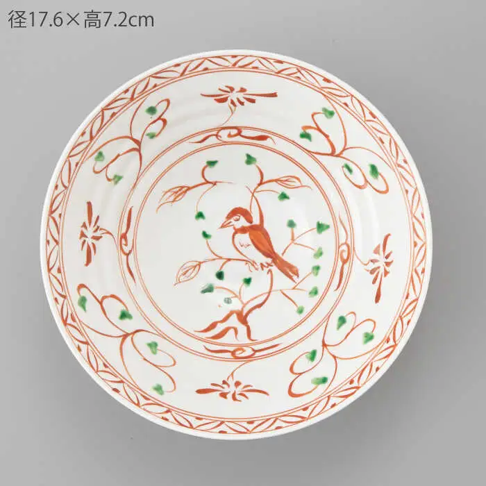 平丼 1点 安南赤絵花鳥図 NAZ019 やきもの 食器