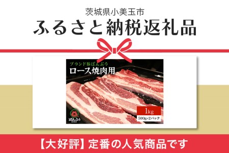 ブランド豚「ばんぶぅ」小分け ロース焼肉用 1kg（500g×2パック） 冷凍便 1キロ 豚肉 豚ロース 豚ローススライス肉 焼き肉用 やき肉用 やきにく用 ヤキニク用 薄切り肉 うす切り肉 ブタ肉 国産 茨城県産 ギフト プレゼント お祝い 42-AG