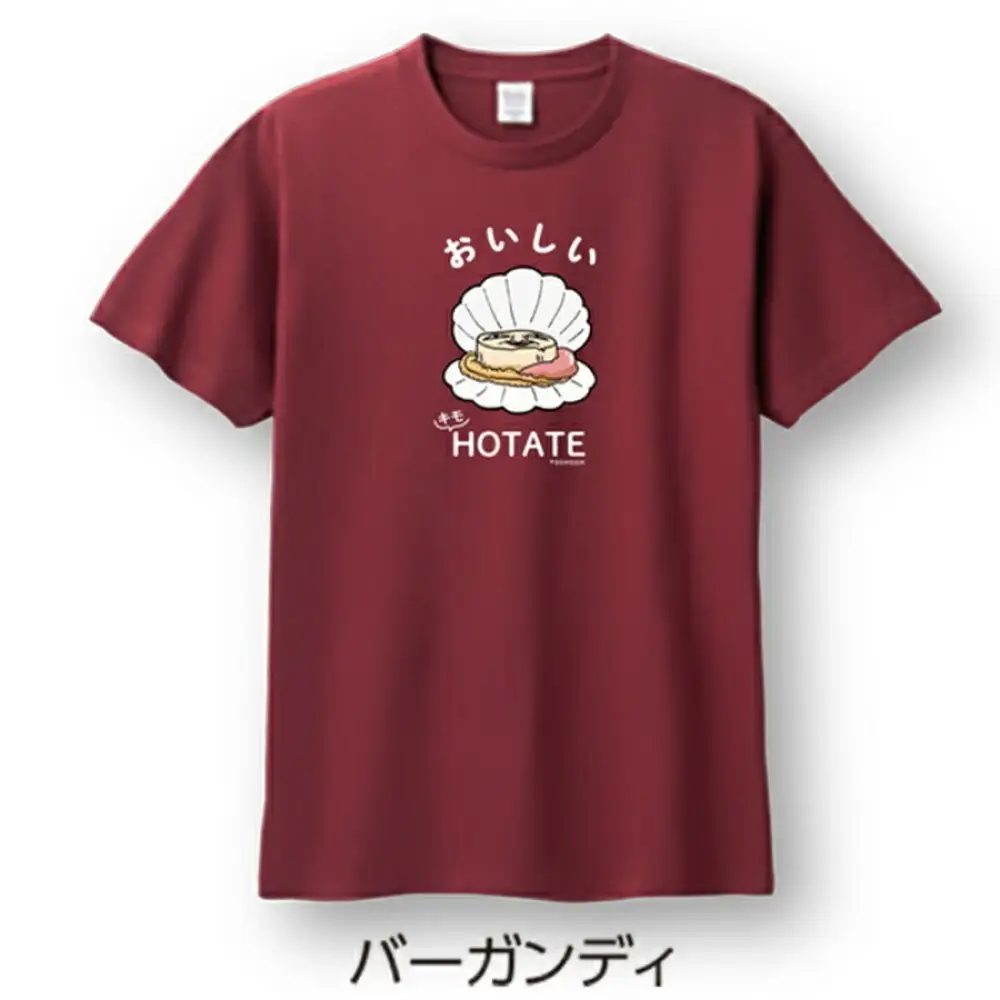 12-245 キモホタテグッズ(Tシャツ LLサイズ バーガンディ・ペーパーホルダー・シール）