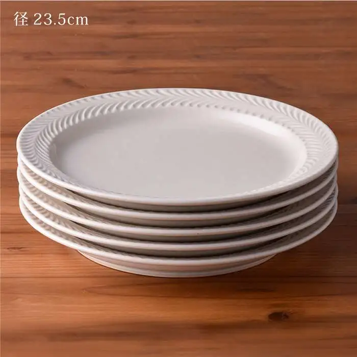 【波佐見焼】ローズマリー(アイボリー) 8寸 プレート 5枚セット 食器 皿 【福田陶器店】 [PA184]  波佐見焼