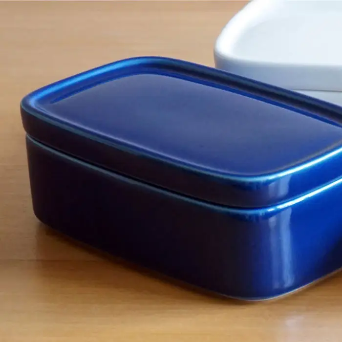 【白山陶器】【磁器のふたもの】ブルーが鮮やかなCONTEロング ブルー 保存容器 バターケース 食器 皿 【波佐見焼】 [TA50] 波佐見焼
