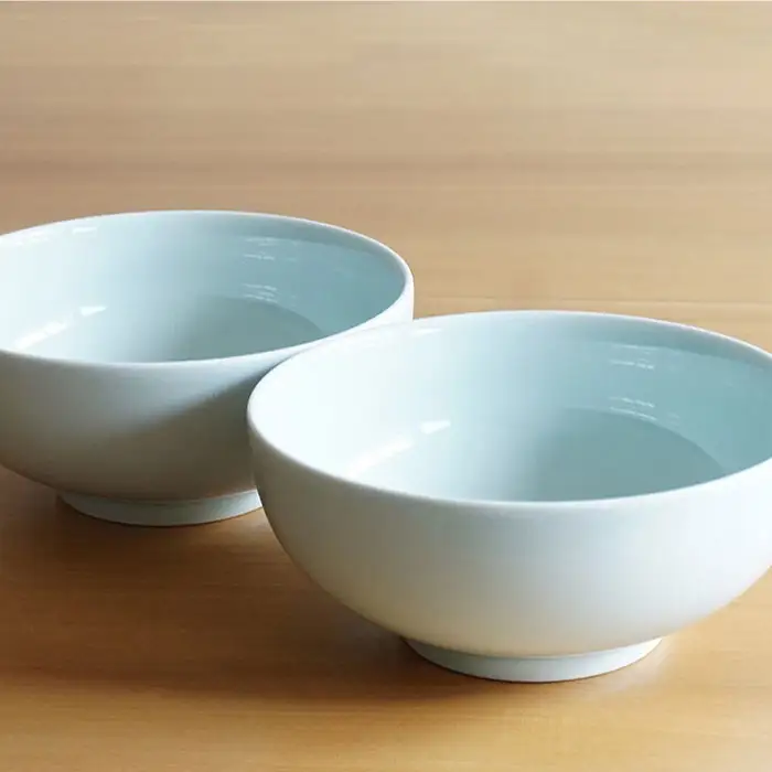 【白山陶器】【2人分の食器】丼とレンゲ4ピースセット 青白釉 どんぶり 食器 皿 【波佐見焼】 [TA66]