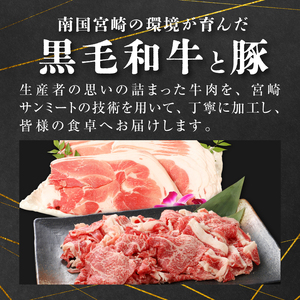 【3回定期便】宮崎県産 黒毛和牛切落し1㎏(500g×2P)＆訳あり豚切落し1㎏(500g×2P)セット×3回_K16_T004_4