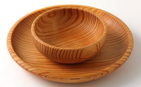 スギ材 の パスタ皿 と サラダボウル セット 100％天然オイル仕上げ 杉 食器 ボウル 器  お皿 セット