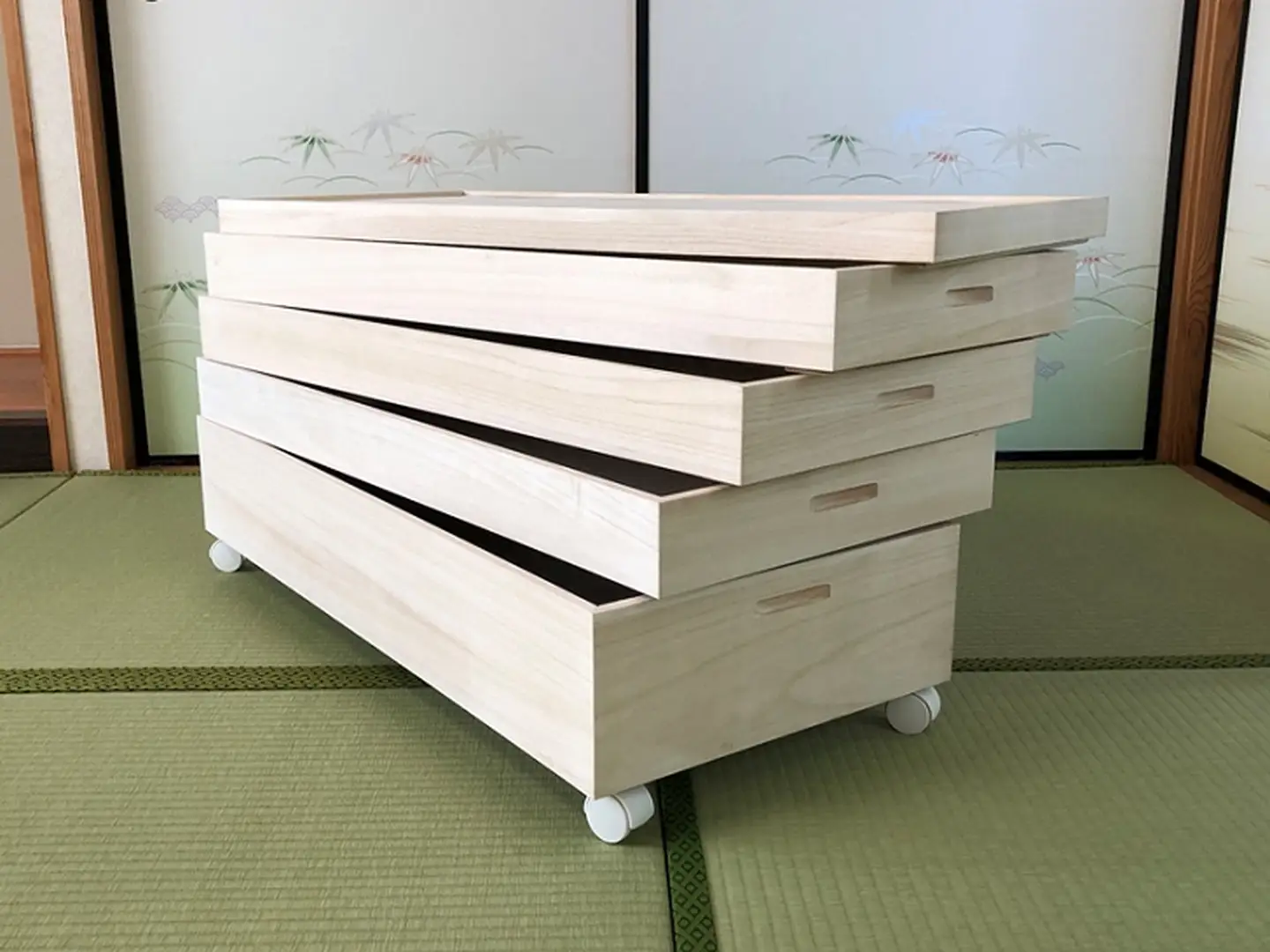 桐たんす 総桐着物収納4段キャスター付 KR-4CM：B690-002