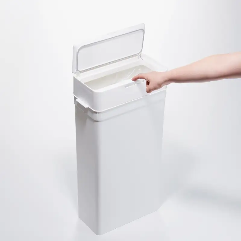 シールズ２５ 密閉ダストボックス LDB-02 ホワイト ／ ゴミ箱 臭い漏れ防止 スリムデザイン プッシュ開閉 ライクイット like-it【like038A】