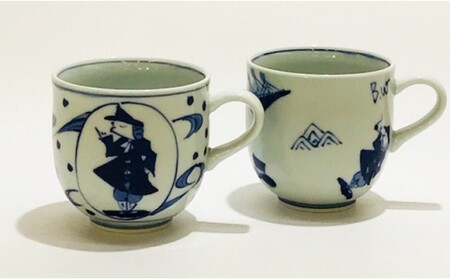 青花 大航海と異人づくしのミニマグカップ（2個セット）小島芳栄堂 35000円 3.5万円 ar028