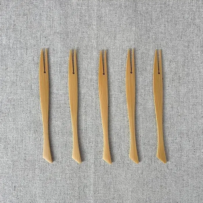 ＜湯布院・カトラリー専門　甲斐のぶお工房＞竹製 さかなフォーク（12.5cm）5本 | カトラリー