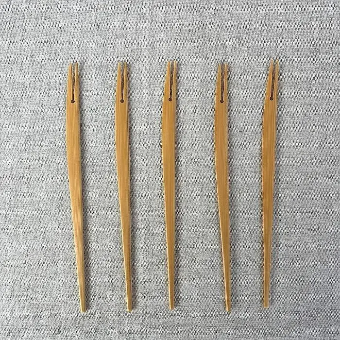＜湯布院・カトラリー専門　甲斐のぶお工房＞竹製 さかなフォーク（19cm）5本 | フォーク