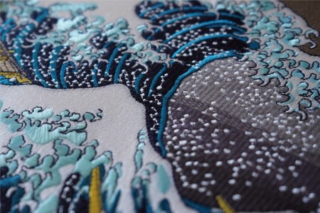 富士の刺繍絵 3　葛飾北斎 神奈川沖波裏 インテリア 絵画  刺繍 