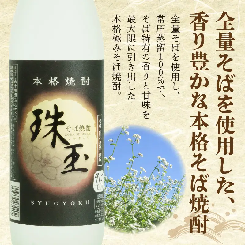 本格そば焼酎 珠玉（しゅぎょく）900ml／2本セット 高千穂酒造 蕎麦 お酒 酒 焼酎 そば焼酎 お湯割り 水割り ロック ストレート ギフト 焼酎セット ふるさと 贈答 贈り物 プレゼント 詰め合わせ お取り寄せ おすすめ 人気 宮崎県 高千穂町 _Tk023-028