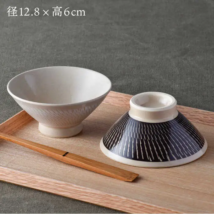 【波佐見焼】茶碗 ペアセット 飛びかんな カラーズ ホワイト・ブラウン 夫婦茶碗【長十郎窯】[AE58] 波佐見焼