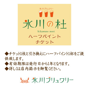ハーフパイントチケット（氷川ブリュワリーオリジナルピンバッジ付）　【11100-0276】