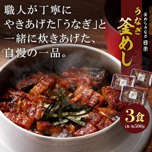 老舗の釜めし【うなぎ】 ３食セット テイクアウト 冷凍 冷凍釜めし 専門店 老舗 うなぎ釜めし [081N02]