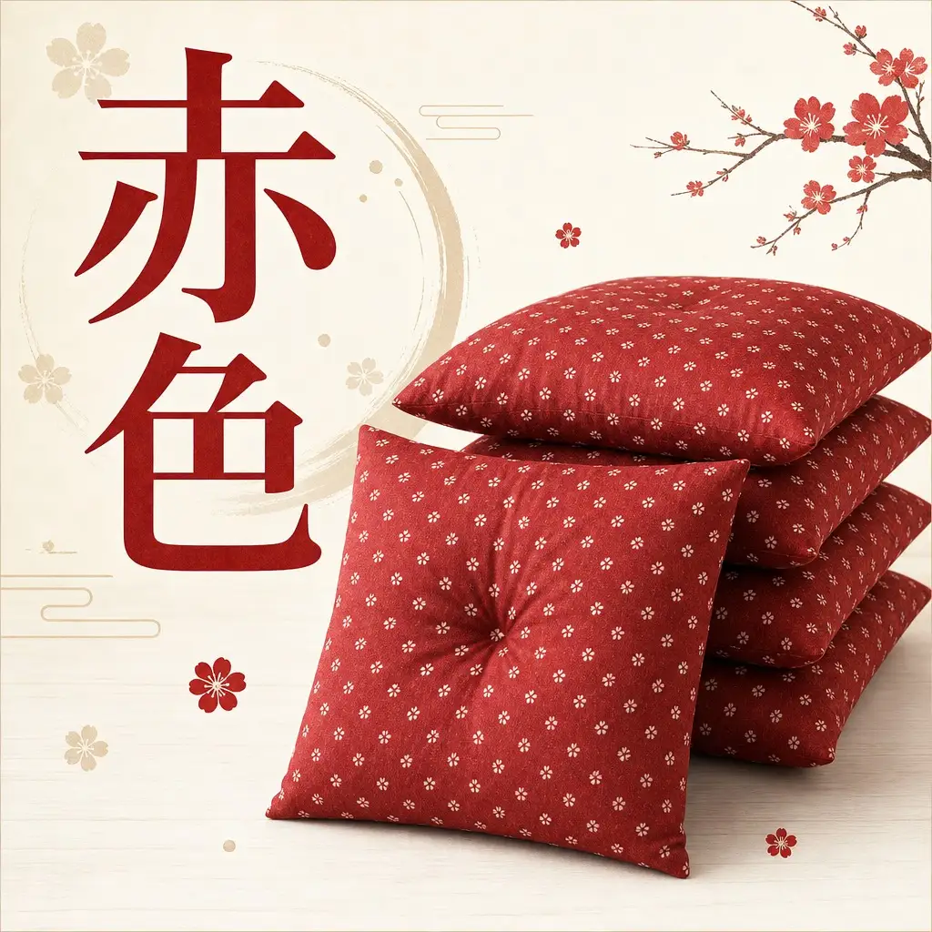 小桜 座布団 日本製 銘仙判 55×59 赤 5枚セット ｜ 座布団 座布団 座布団 座布団 座布団 