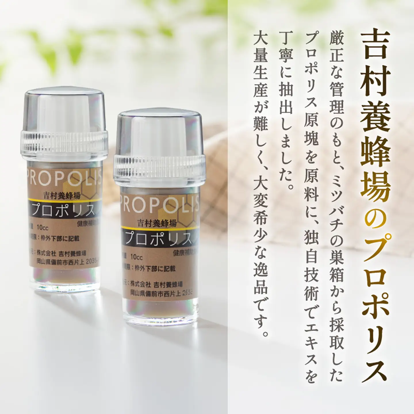 令和8年採取 純粋蜂蜜　液体　プロポリス10cc×２本セット