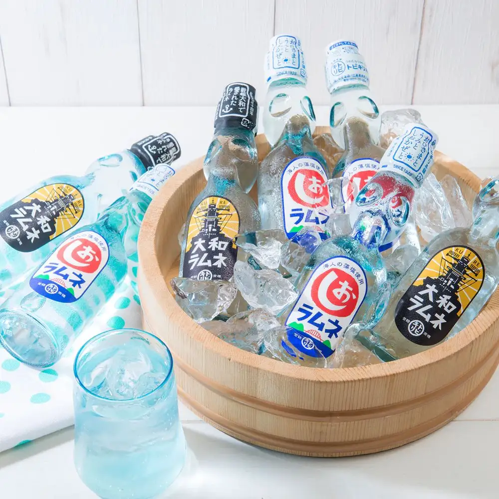 海の町の ラムネ詰合せ 大和ラムネ しおラムネ 瓶ラムネ びんラムネ ドリンク 清涼飲料水 トビキリ 中元本店 広島県 呉市 ku090-004-r