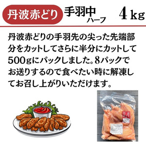鶏肉 丹波赤どり 手羽中 4kg 鶏肉 鶏肉 鶏肉 鶏肉 訳あり鶏肉