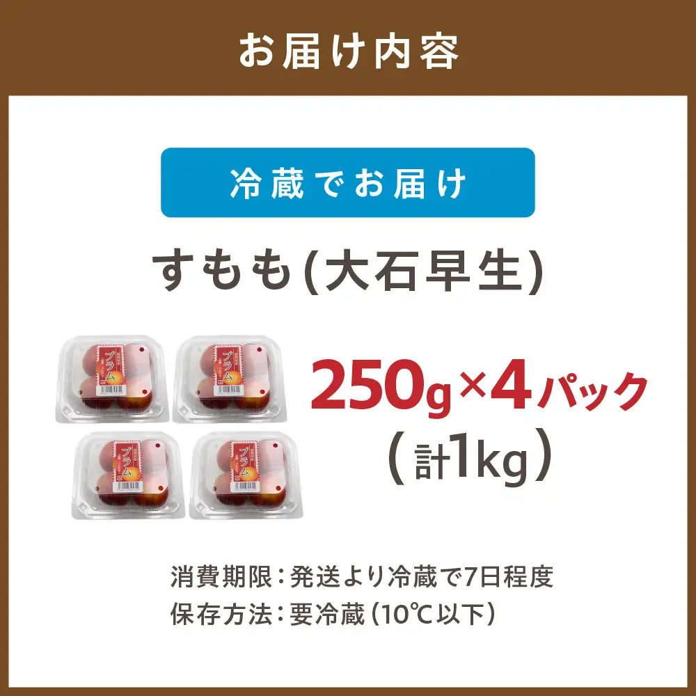 【先行予約】【2027年6月より順次発送】【JAむなかた すもも部会より】すもも(大石早生）1kg（250g×4パック）【JAほたるの里】_HA1254