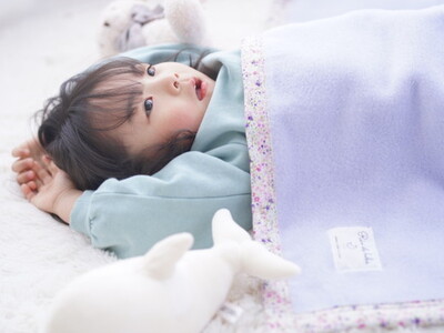 名入れ可 綿100% ベビー毛布(ラベンダー／花) 85×115cm 毛布の町(泉大津市産) N-MM400 [3354] | ベビーブランケット ベビーブランケット