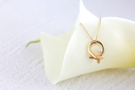 パールネックレス レディース ジュエリー 【Calla K10 ダイヤモンド】