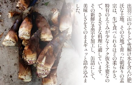 鶴岡産 孟宗缶詰め（たけのこ水煮）2個セット　【令和8年産孟宗使用】　かなでファーム | 孟宗 缶詰 たけのこ 水煮 アク抜き不要 下処理不要 手軽 時短 やわらかい 美味しさそのまま 煮物 孟宗汁 故郷の味 東北 山形 鶴岡市産 産地直送 送料無料