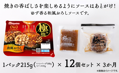 極み焼きハンバーグ（和風おろしソース）セット定期便3か月 定期便