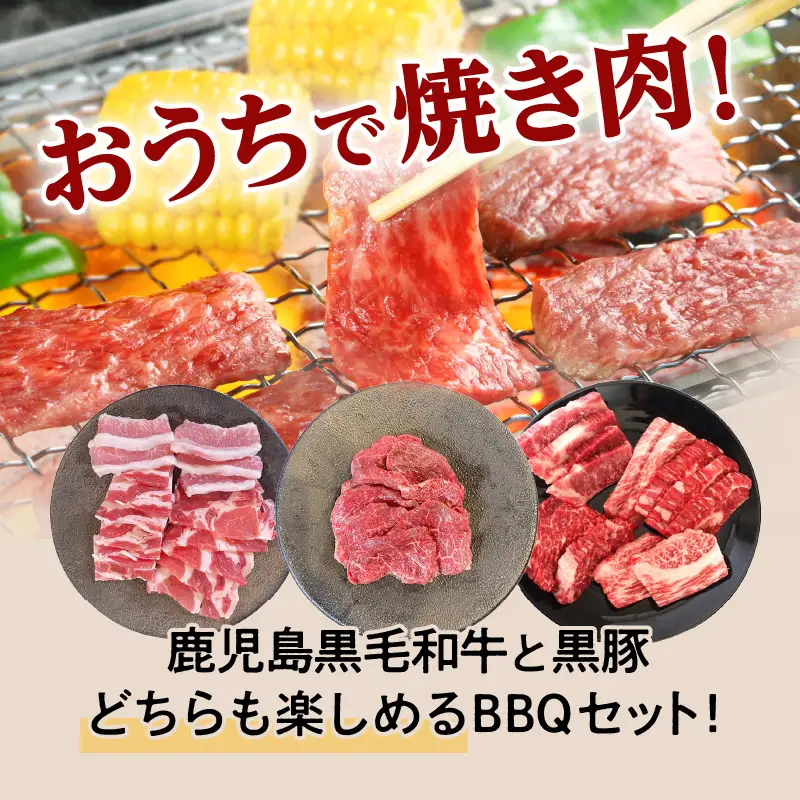 黒豚&黒牛BBQセット K098-004 肉 豚肉 牛肉 冷凍