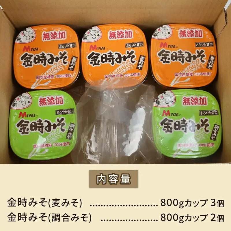 麦みそ食べ比べセット 5個 宮居醤油店 金時みそ 味噌 J010-122003