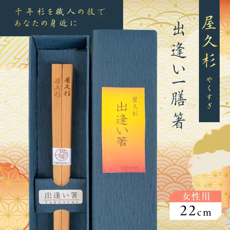 屋久杉 出逢い 一膳 箸 女性用（ 22cm ） K042-007_1