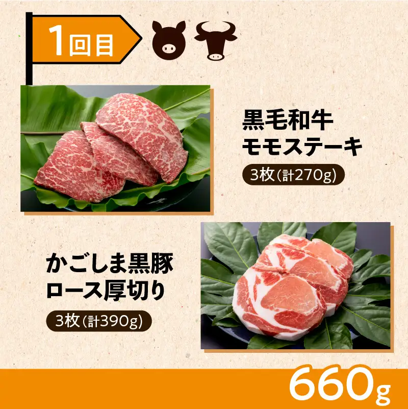 【 岩元精肉店 】 鹿児島県産 精肉 厳選 4か月 お届け コース K045-T04 肉 豚肉 牛肉 鶏肉 冷凍