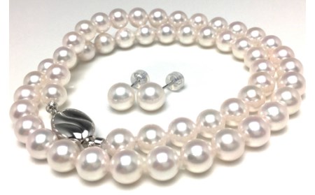 真珠 7～7.5mm ネックレス ピアス セット パール アクセサリー ギフト ジュエリー ピアス イヤリング アコヤ真珠 母の日 入学式 卒業式 結婚式 冠婚葬祭 / 老舗の真珠専門店・高品質アコヤ真珠ネックレスセット7.0～7.5ミリ (ピアスセット)