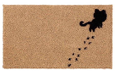 《ほづみせんい》月山緞通 トコトコ猫の玄関マット 45×70cm（黒） 山形県 中山町 F4A-0296