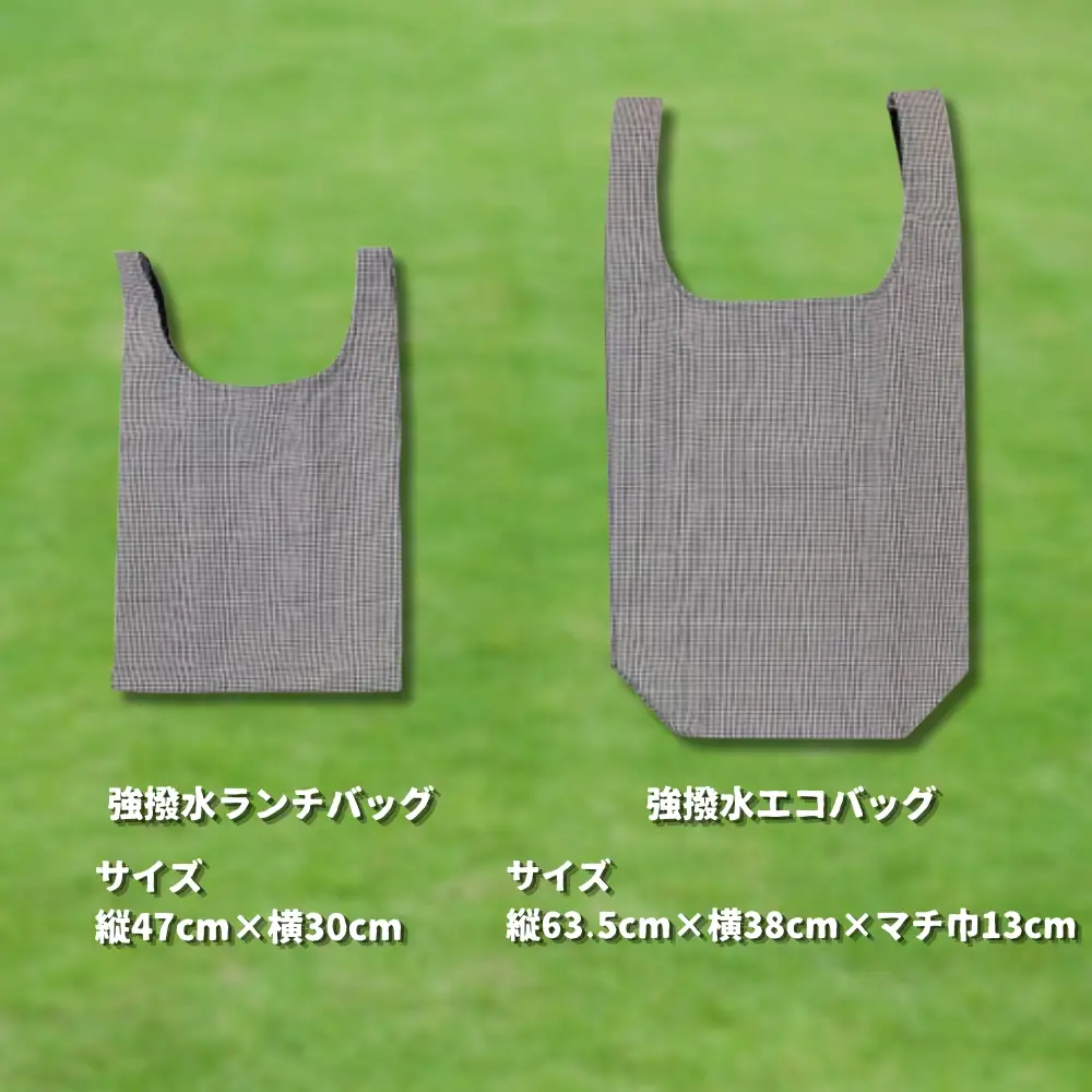 made in Yokkaichi　強撥水エコバッグ+ランチバッグ（黒白ギンガムチェック）