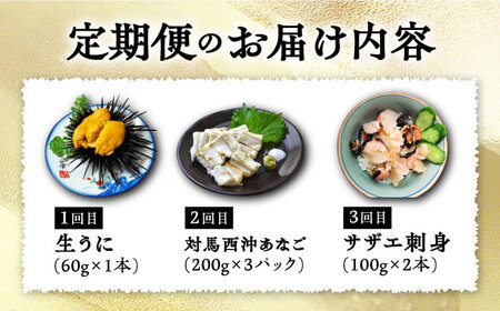 【全3回定期便】対馬産 海の幸定期便  海鮮 魚介 うに あなご サザエ [WAA013]